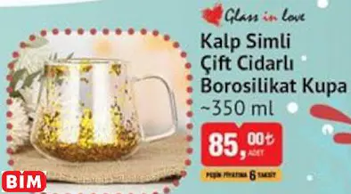 GLASS İN LOVE KALP SİMLİ ÇİFT CİDARLI BOROSİLİKAT KUPA